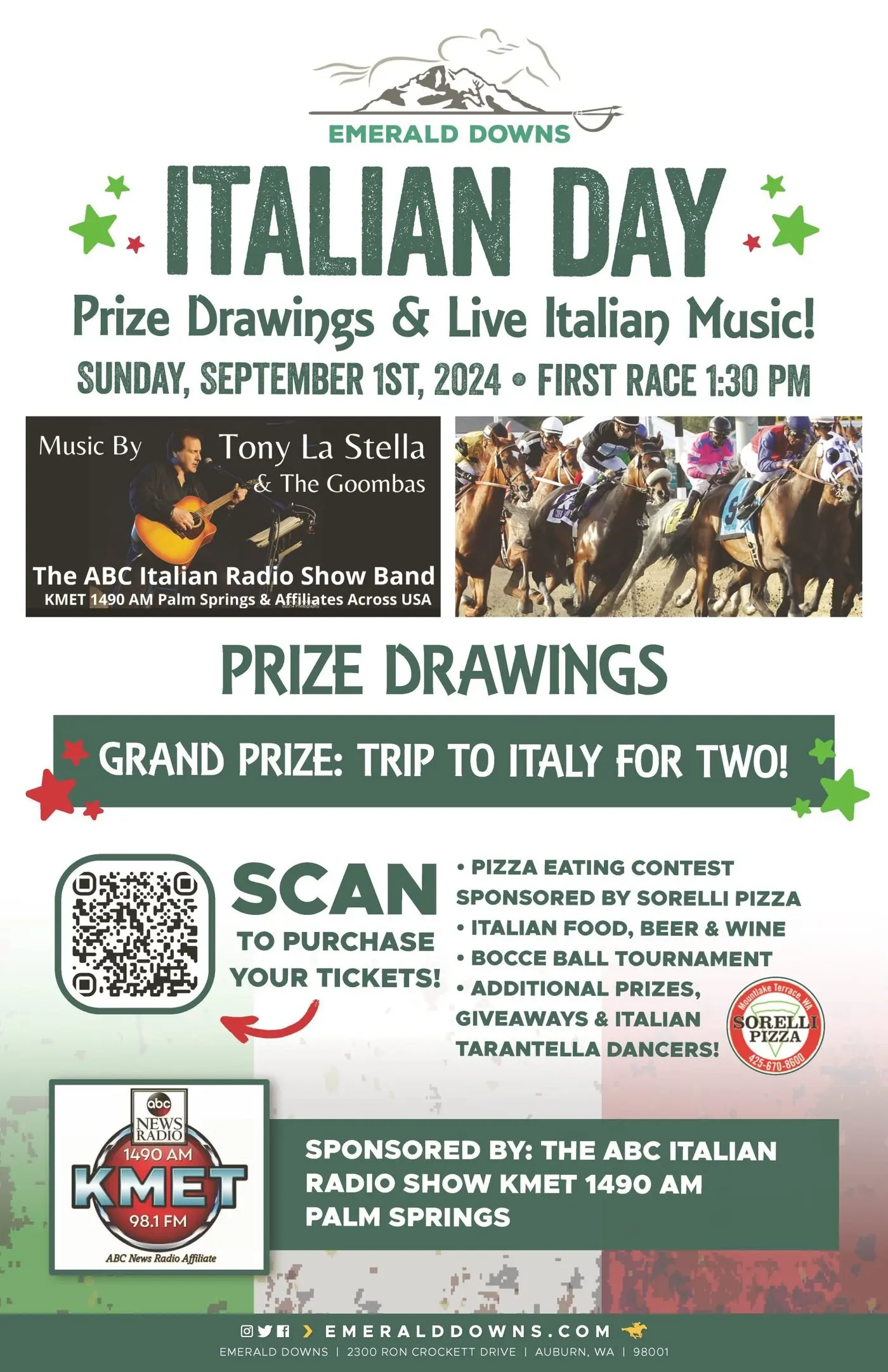 Poster for Italian Day 2024 at Emerald Downs